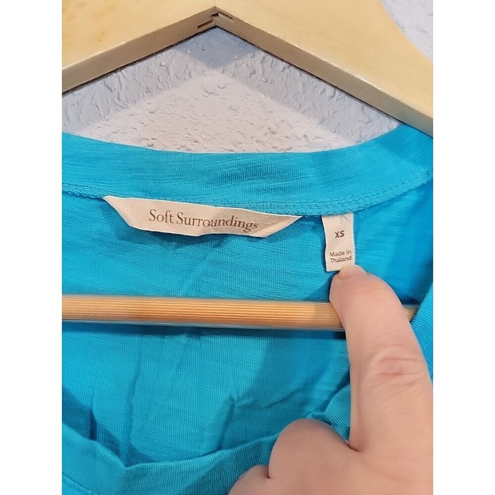 Soft Surroundings Size XS Lacey Tank Top Island‎ Blue Asymmetrical Coastal - Picture 4 of 6